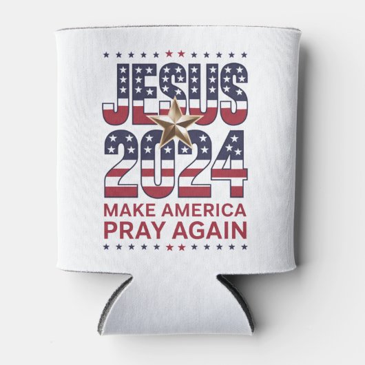 イエス 2024 アメリカを再び祈りの国に 缶クーラー (正面)