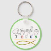 イエスASL指のスペル付きサイン色 キーホルダー (正面)