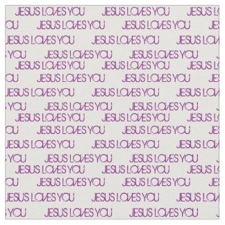 イエズスがあなたを愛する紫のグランジフォントホワイト ファブリック