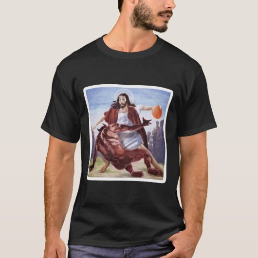 イエズスがサタンバスケットボールを横断 Tシャツ (正面)