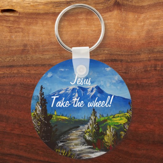 イエズスがホイールマウンテンロードに乗る キーホルダー (正面)