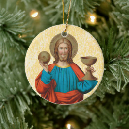 イエズスがユーチャーリストを掲げる(SNV 050) x 2 セラミックオーナメント