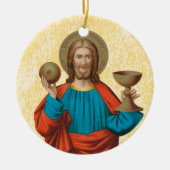 イエズスがユーチャーリストを掲げる(SNV 050) x 2 セラミックオーナメント (正面)