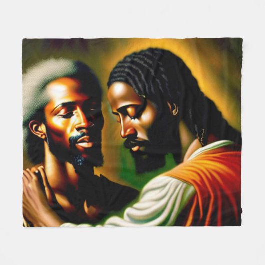 イエズスが盲人IIフリースブランケットを癒す フリースブランケット (正面(横))