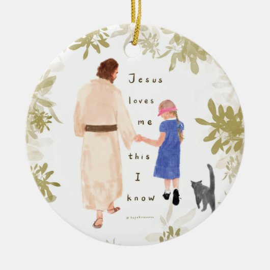 イエズスが私を愛するクリスマスセラミックオーナメント セラミックオーナメント (正面)