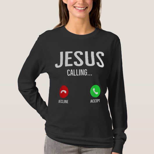 イエズスが電話を呼ぶ電話の画面クリスチャンDes Tシャツ (正面)