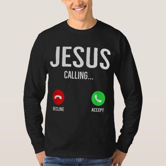 イエズスが電話を呼ぶ電話の画面クリスチャンDes Tシャツ (正面)
