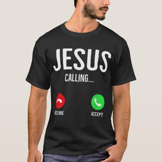 イエズスが電話を呼ぶ電話の画面クリスチャンDes Tシャツ (正面)