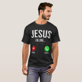 イエズスが電話を呼ぶ電話の画面クリスチャンDes Tシャツ (正面フル)