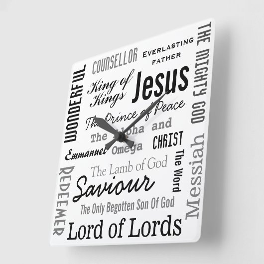 イエズスのキャンバスの名前プリント スクエア壁時計 (傾斜)