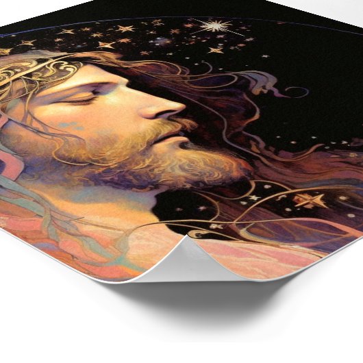 イエズスのステンドグラス黒背景 ポスター (角)