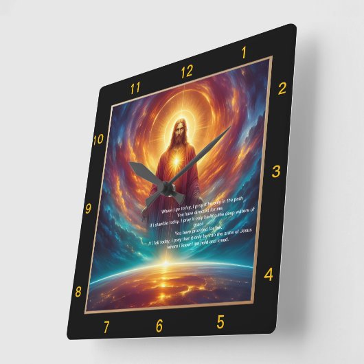 イエズスの天の光の立ち スクエア壁時計 (傾斜)