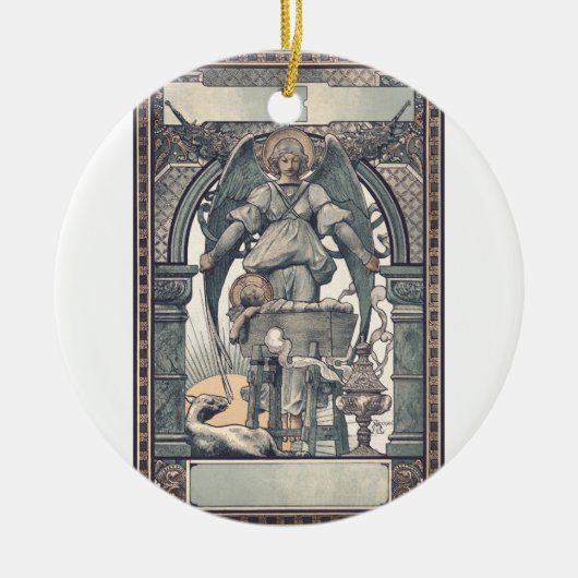 イエズスの子供との守護天使 セラミックオーナメント (正面)