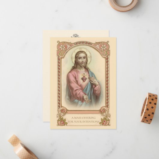 イエズスの神聖カードを提供するカトリック教徒のミサ ノートカード (正面/裏面インサイチュ)