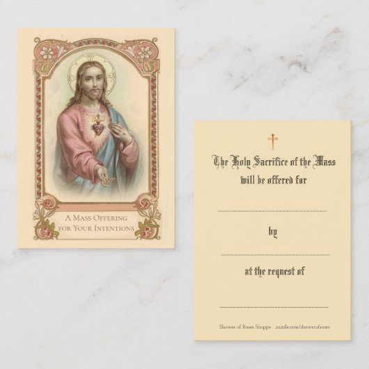 イエズスの神聖カードを提供するカトリック教徒のミサ 名刺 (正面/裏面)