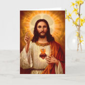 イエズスの美しい宗教的な神聖なハート カード (黄色い花)