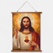 イエズスの美しい宗教的な神聖なハート 吊り下げ型タペストリー (正面)