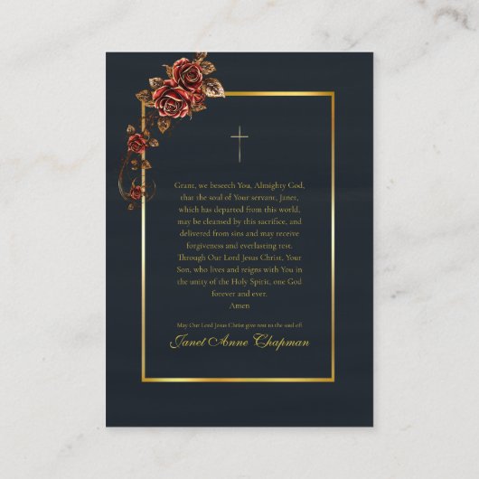 イエズスの聖心 カトリック葬儀祈祷カード プレイスカード (裏面)