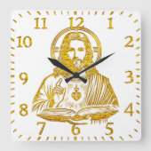 イエズスの黄金描写で本を持つ|過去記事 スクエア壁時計 (正面)
