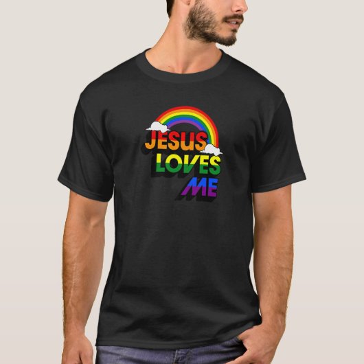 イエズスは私を愛するゲイレインボーカワイクリスチャンLgbtq P Tシャツ (正面)