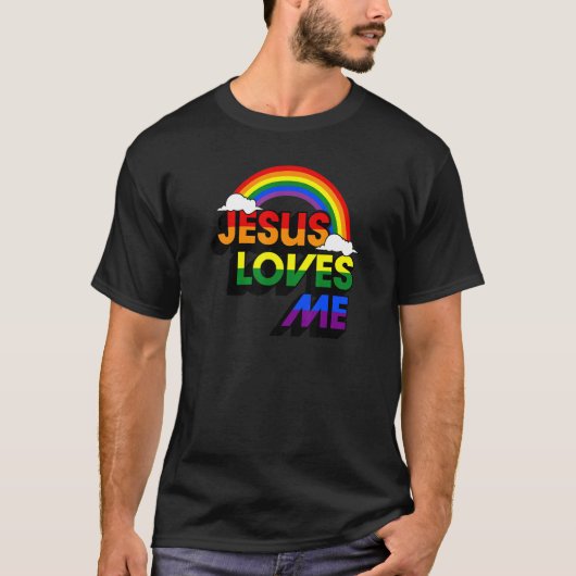 イエズスは私を愛するゲイレインボーカワイクリスチャンLgbtq P Tシャツ (正面)