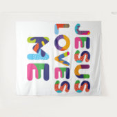 イエズスは私を愛カラフルす文字アート タペストリー (正面(横))