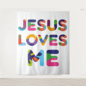 イエズスは私を愛カラフルす文字アート タペストリー (正面)