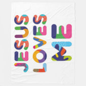 イエズスは私を愛カラフルす装飾文字アート フリースブランケット (正面)