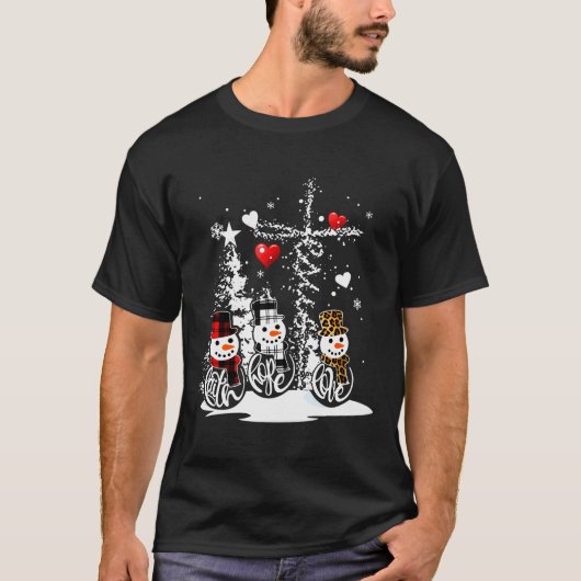 イエズスクリスマスシーズン信仰愛雪だるまクリスティア Tシャツ (正面)