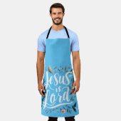 イエズスザーブルードバードフローラデザイン エプロン (着用した状態)