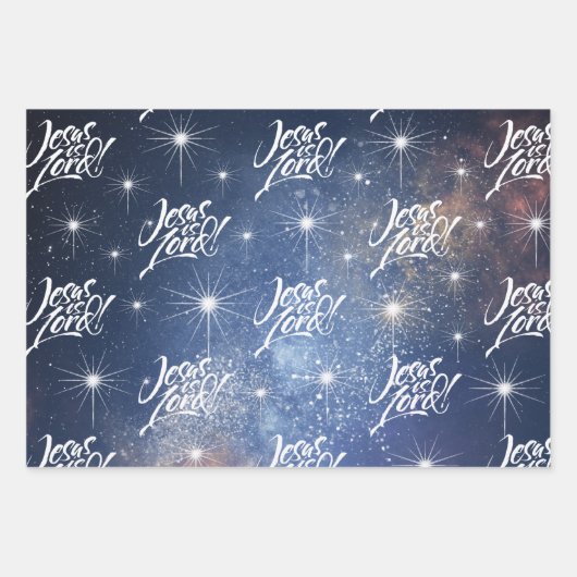 イエズスズリスクリスマスクリスチャンレタリング宇宙 ラッピングペーパーシート (正面)