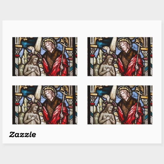 イエズスバプテスマ教会ステンドグラス窓ステッカー 長方形シール (シート)