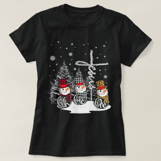 イエズスフェイスホープ愛雪だるまクリスマスクリスチャン Tシャツ (デザイン正面)