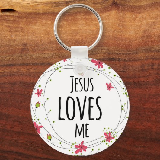 イエズスラブミークロスリースフローラホワイトキーチェーン キーホルダー (正面)