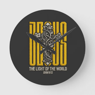 イエズス十字刺繍 ラウンド壁時計