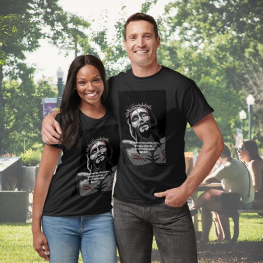 イエズス十字架アートノワール Bible Verse Black Tシャツ