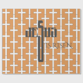 イエズス復活_retroオレンジ色のクロスパターン ラッピングペーパー (フラット)