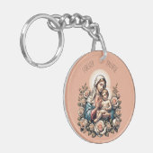 イエズス母と子どもカスタム文字宗教 キーホルダー (正面左)