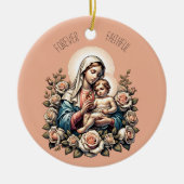 イエズス母と子どもカスタム文字宗教 セラミックオーナメント (正面)