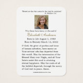 イエズス聖ハートカトリック葬儀聖カード (裏面)