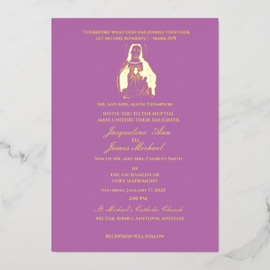 イエズス聖ハートカトリック 箔招待状 (正面)