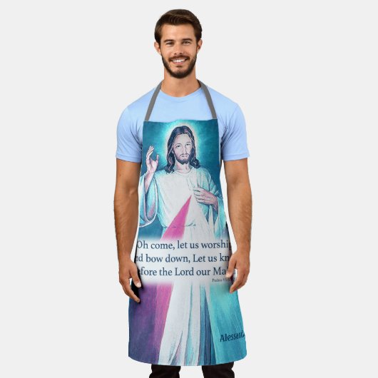 イエズス聖輝くハートパーソナライズされたエプロン エプロン (着用した状態)