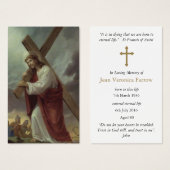 イエズス・クロス葬儀記念祈りの言葉共感表 (正面&裏面)