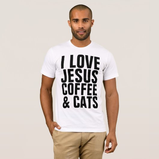 イエズス・コーヒー&キャッツのTシャツが大好き Tシャツ (正面フル)