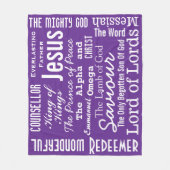 イエズス・パープルの美しい名前 フリースブランケット (正面)