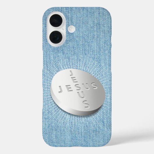 イエズスCuresピルクリスチャン宗教的デニムジーンズ Case-Mate iPhoneケース (裏面)