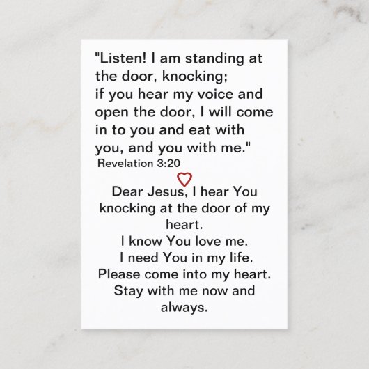 イエズライトオブザワールド祈りの言葉カード 名刺 (裏面)