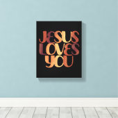 イエズラブスクリスチャンタイポグラフィデザイン キャンバスプリント (インサイチュ (ウッドフロア))