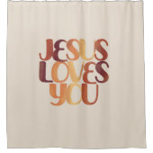 イエズラブスクリスチャンタイポグラフィデザイン シャワーカーテン (正面)