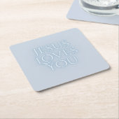 イエズラブスクリスチャンタイポグラフィデザイン スクエアペーパーコースター (アングル)